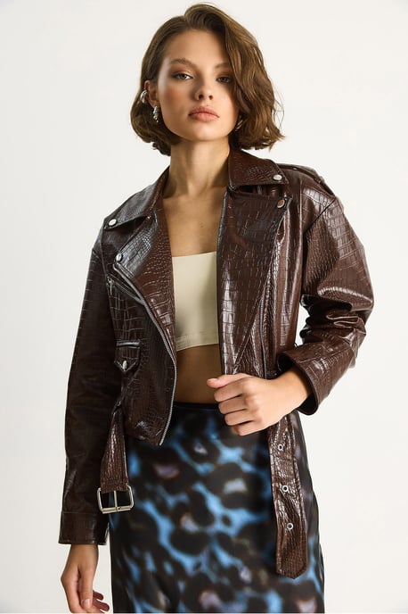 Kunstleder-Cropped-Pufferjacke - Image 4