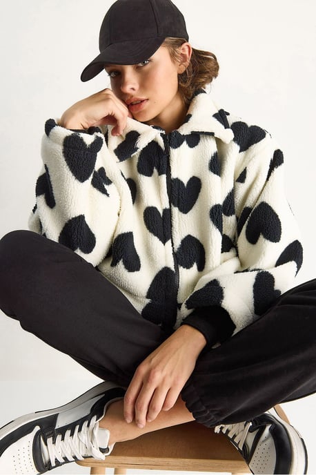 Texturierte Jacke mit Kragen, Daunenpufferjacke - Image 1