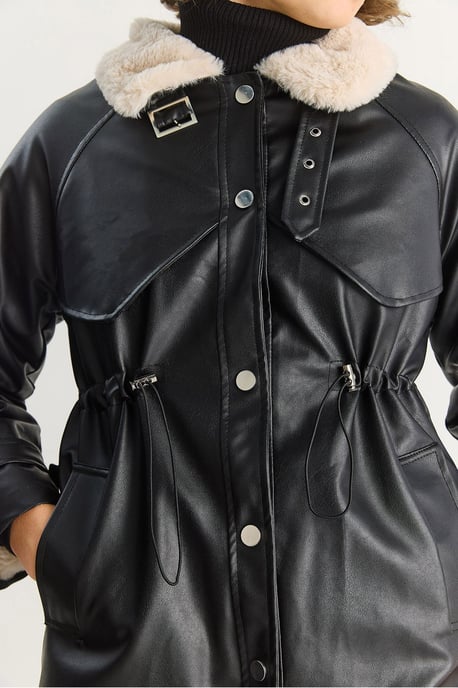 Faux-Lederjacke mit Kunstfell-Details - Image 5
