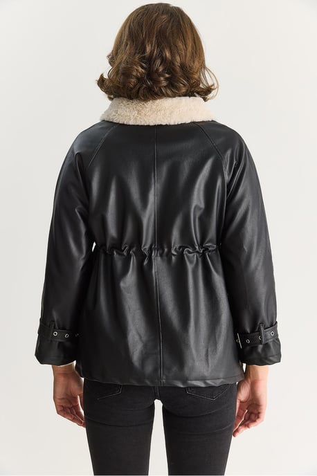 Faux-Lederjacke mit Kunstfell-Details - Image 6