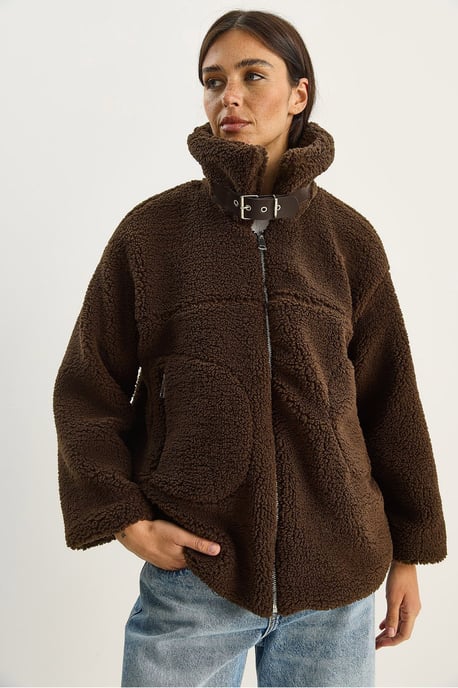 Übergroße Plüschstrick-Pufferjacke mit Reißverschluss - Image 4