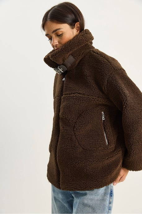 Übergroße Plüschstrick-Pufferjacke mit Reißverschluss - Image 5