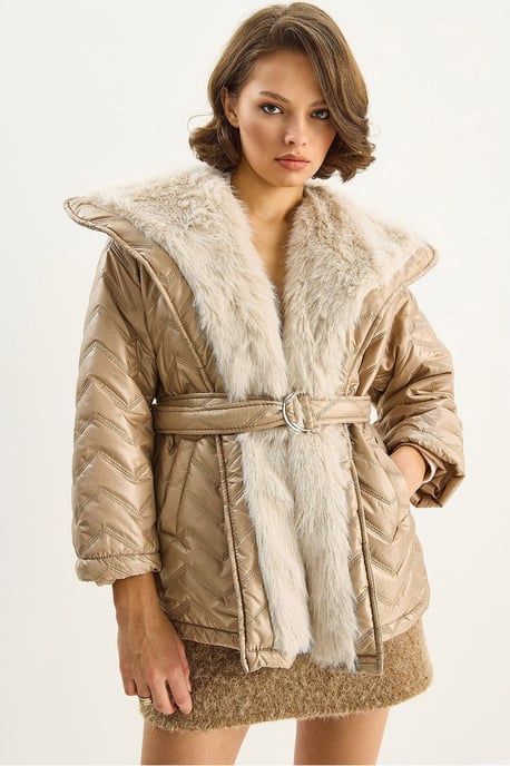 Kapuze Kunstfell-Verzierte Jacke - Image 1