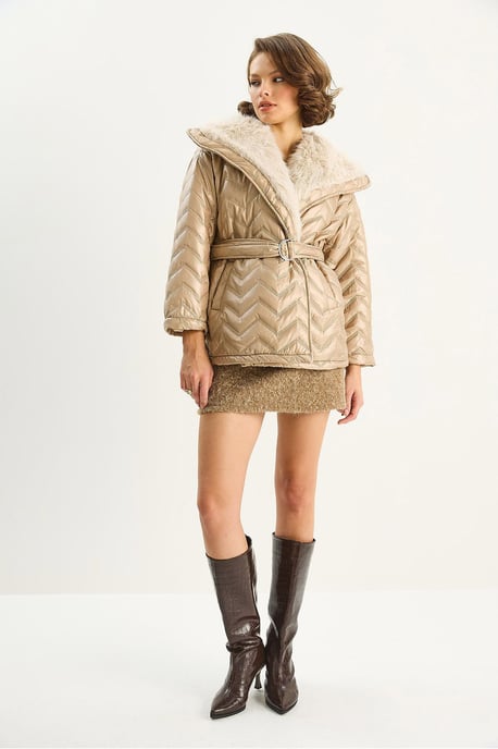 Kapuze Kunstfell-Verzierte Jacke - Image 2