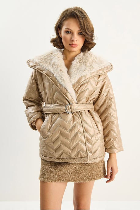 Kapuze Kunstfell-Verzierte Jacke - Image 3