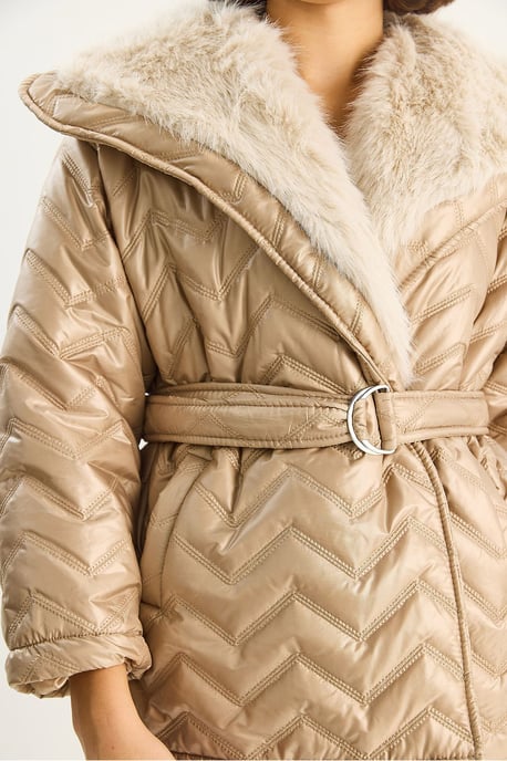 Kapuze Kunstfell-Verzierte Jacke - Image 5
