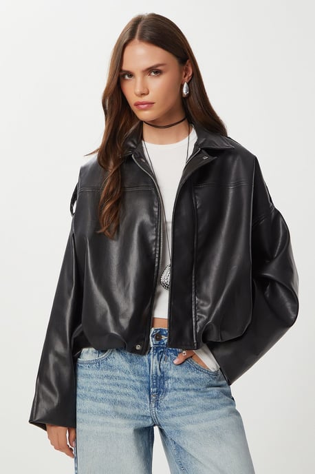 Kunstleder Bikerjacke mit Reißverschluss - Image 1