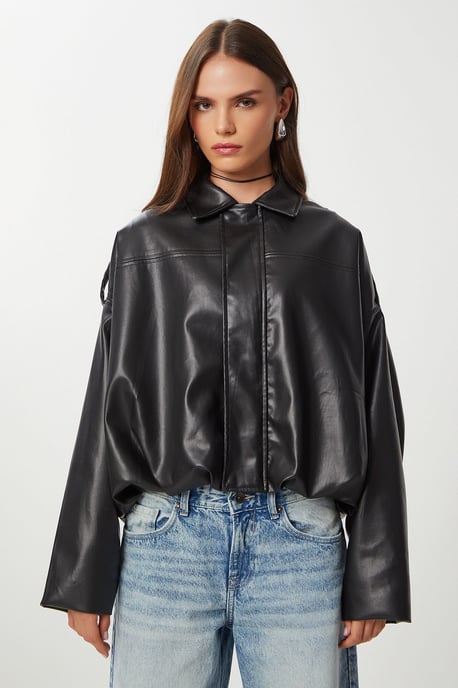 Kunstleder Bikerjacke mit Reißverschluss - Image 5