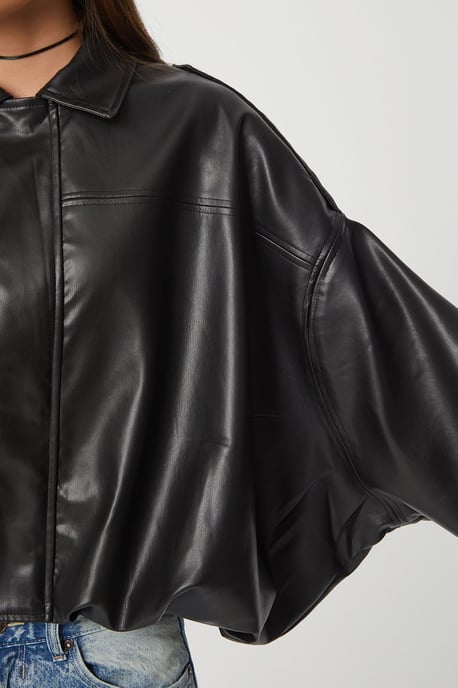 Kunstleder Bikerjacke mit Reißverschluss - Image 6