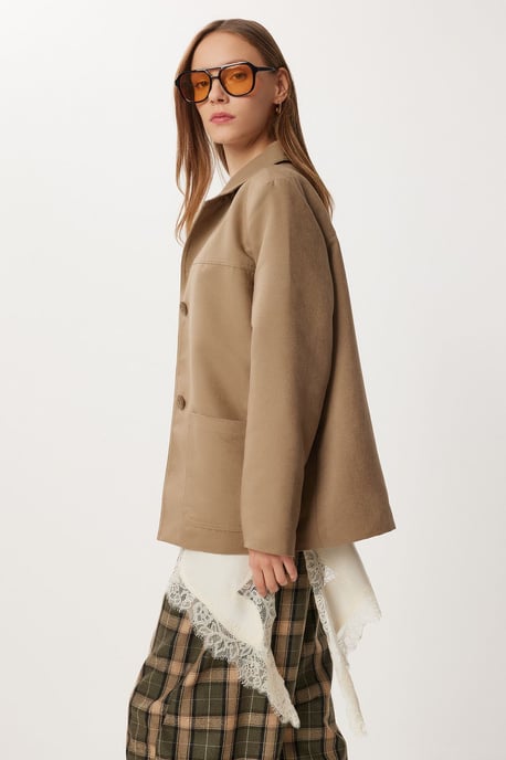 Gabardine Knopfjacke mit Taschen - Image 3