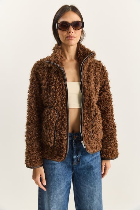 Kunstleder-detailierte Plüschjacke - Image 2