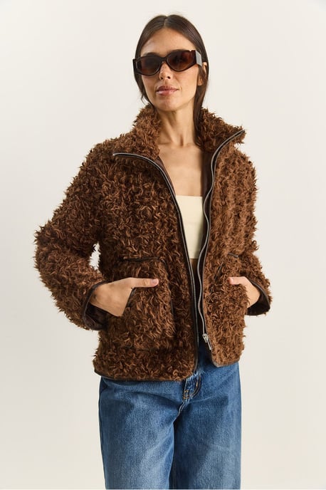 Kunstleder-detailierte Plüschjacke - Image 3