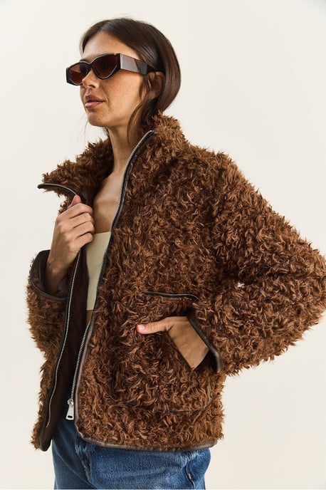 Kunstleder-detailierte Plüschjacke - Image 4