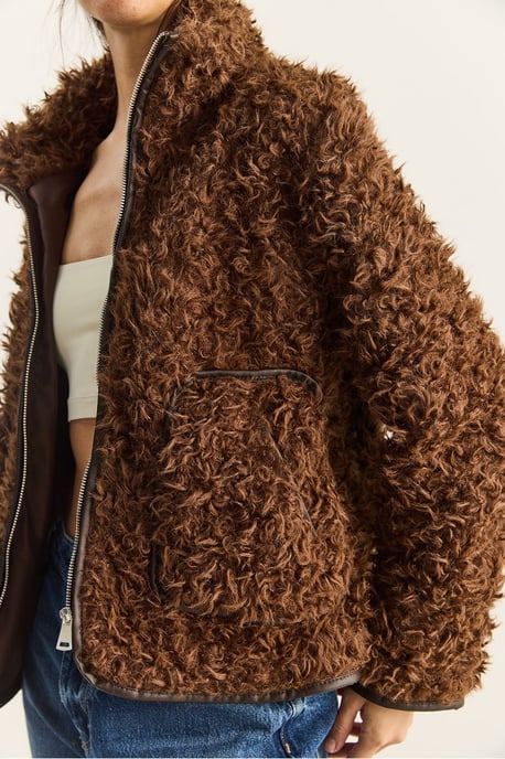 Kunstleder-detailierte Plüschjacke - Image 5
