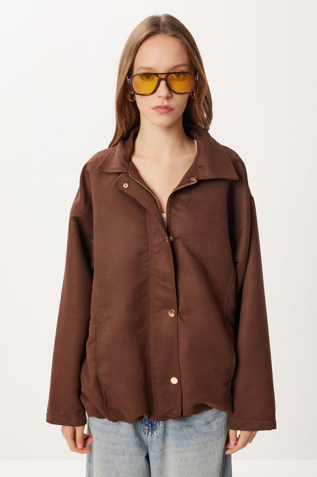 Oversized Gabardine-Jacke mit Reißverschluss - Image 5