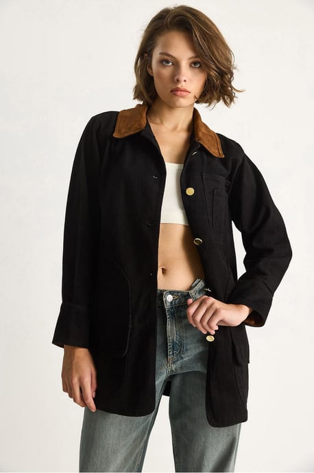 Gabardine-Jacke mit Wollimitat-Kragen - Image 2