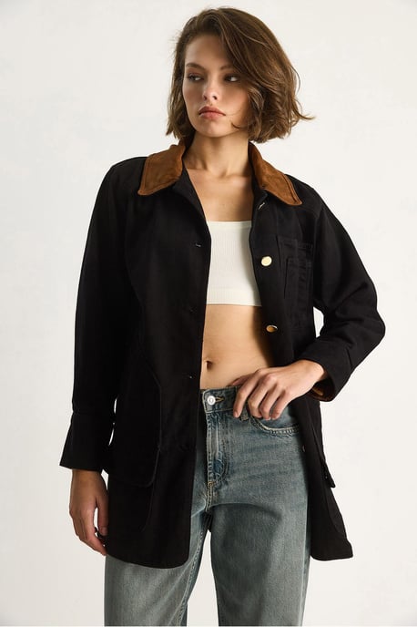 Gabardine-Jacke mit Wollimitat-Kragen - Image 3