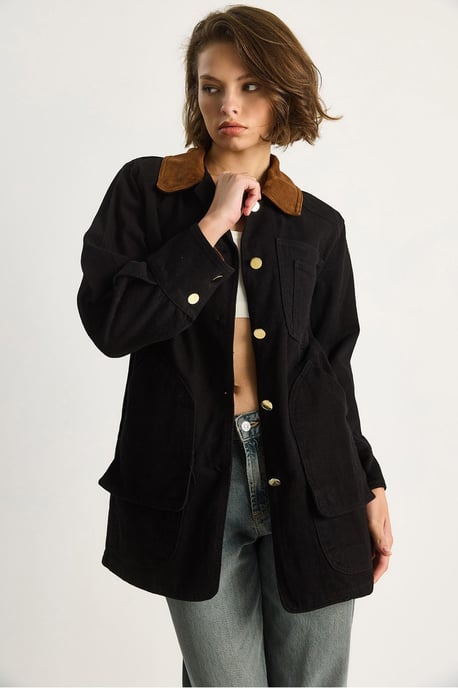 Gabardine-Jacke mit Wollimitat-Kragen - Image 4