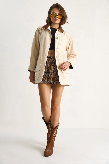 Gabardinejacke mit Kragen aus Kunstwildleder - Image 2