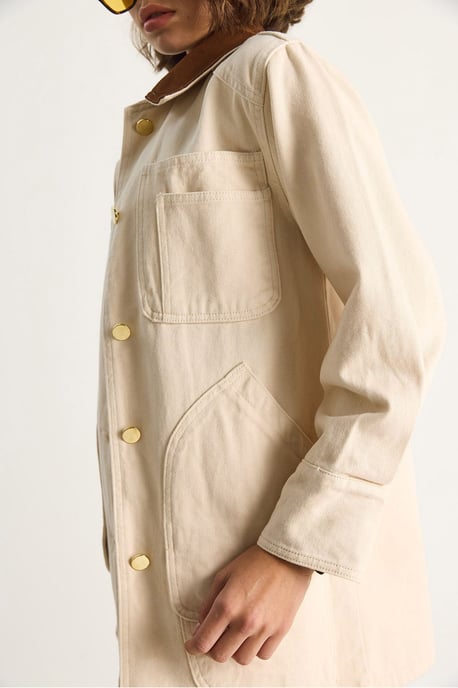 Gabardinejacke mit Kragen aus Kunstwildleder - Image 6