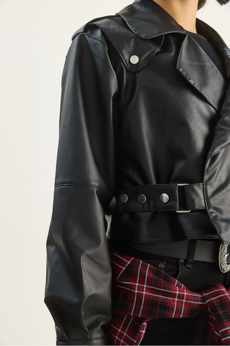 Oversized Crop Kunstlederjacke - Image 5