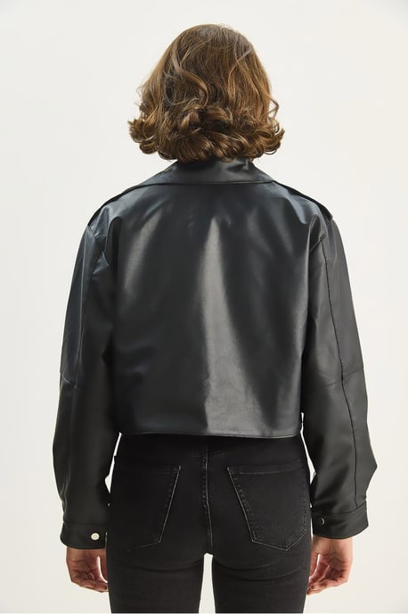Oversized Crop Kunstlederjacke - Image 6