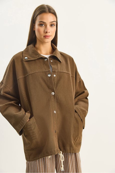 Übergrößige Denim-Button-Up-Jacke - Image 6