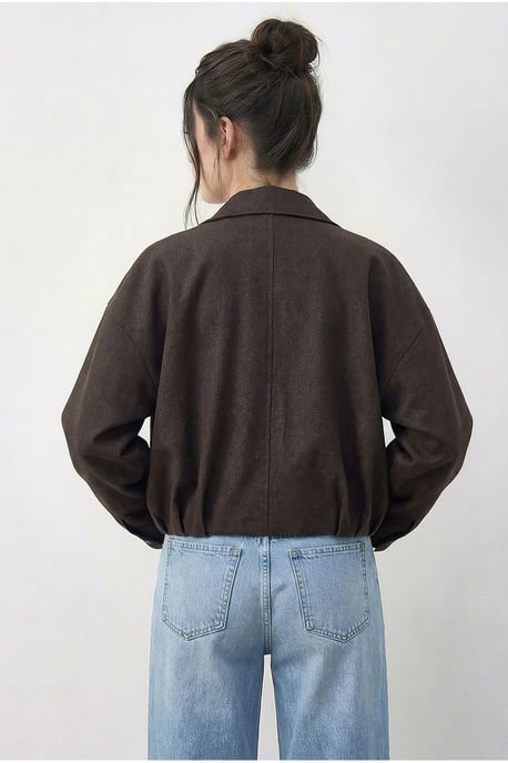Übergroße Denim-Bomberjacke mit Gürtel - Image 5