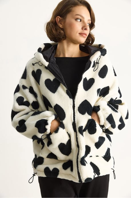 Texturierte Daunenjacke mit Kunstfellkragen - Image 5