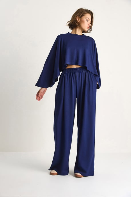 Strick-Crewneck-Longsleeve mit weitem Bein Zweiteiliges Set - Image 3