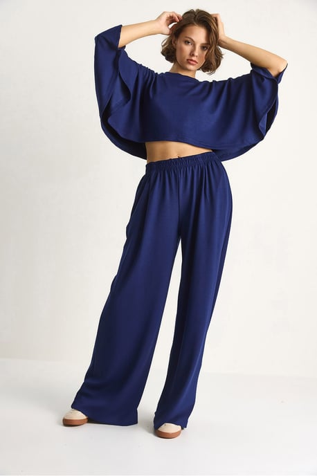 Strick-Crewneck-Longsleeve mit weitem Bein Zweiteiliges Set - Image 4