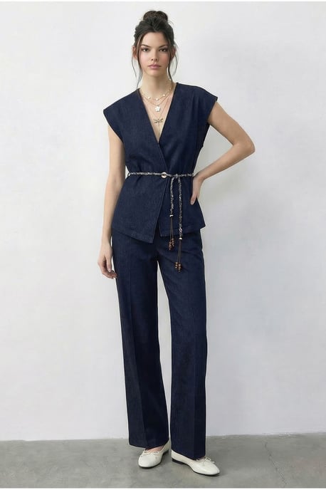 Weste und Hose Zweiteiliges Set mit Belt-Detail - Image 3