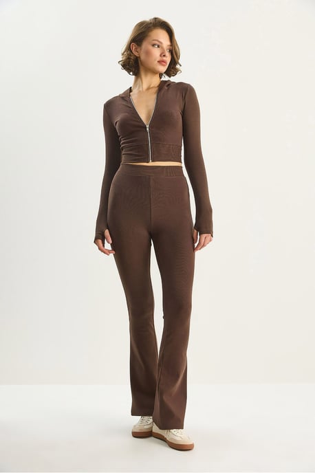 Rippstrick Baumwolle Hohe Taille Zweiteiler Coord - Image 2