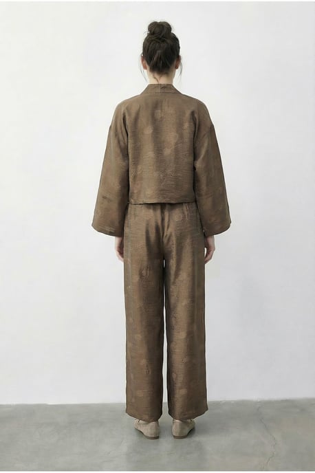 Blumenmuster V-Ausschnitt Oversized Kimono und Weite Hose Set - Image 4