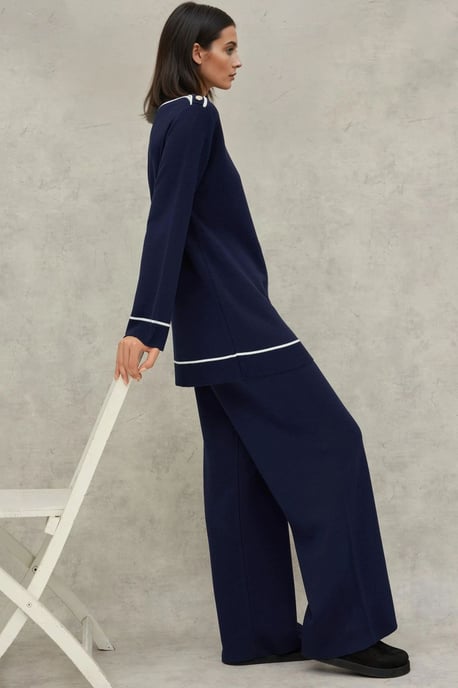 Knopf Detail Pulli & Weite Hose Set - Image 2