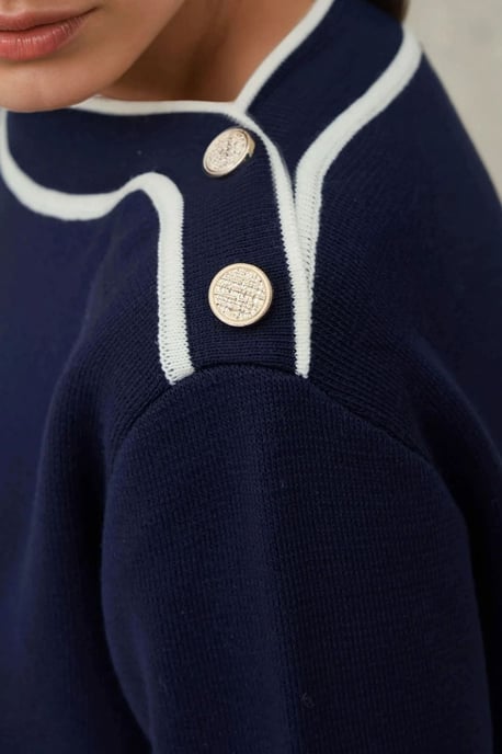 Knopf Detail Pulli & Weite Hose Set - Image 3