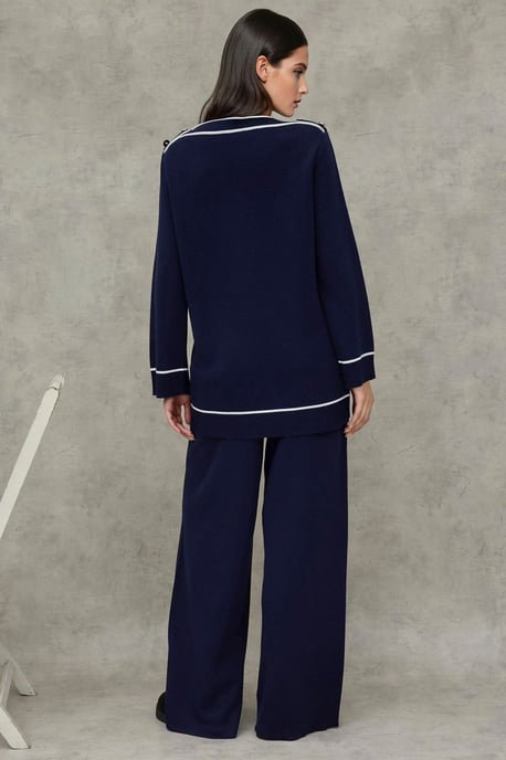 Knopf Detail Pulli & Weite Hose Set - Image 4