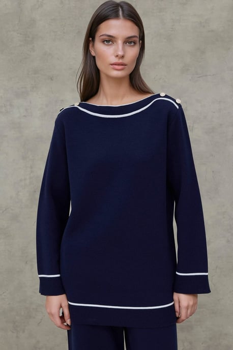 Knopf Detail Pulli & Weite Hose Set - Image 5