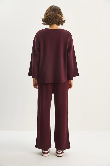 V-Ausschnitt Strickjacke und weit geschnittene Hose Set - Image 6