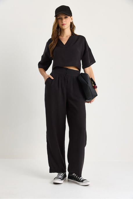 V-Ausschnitt Strick Zweiteiliges Set mit Weiten Hosen - Image 2