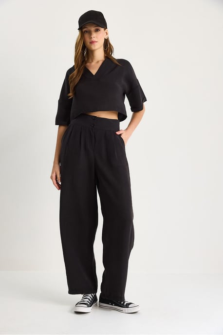 V-Ausschnitt Strick Zweiteiliges Set mit Weiten Hosen - Image 4