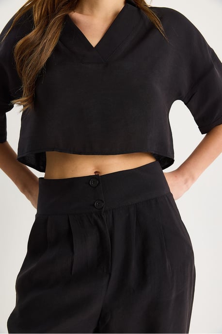 V-Ausschnitt Strick Zweiteiliges Set mit Weiten Hosen - Image 5