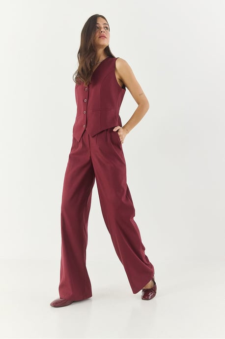 V-Ausschnitt Ärmelloses Top und Weite Hose Set - Image 4