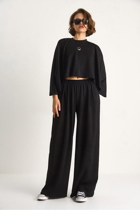Strick-Crewneck-Longsleeve mit weitem Bein Zweiteiliges Set - Image 2