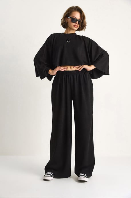 Strick-Crewneck-Longsleeve mit weitem Bein Zweiteiliges Set - Image 5