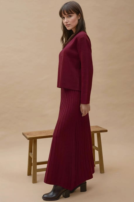 Strick-Pullover-Set mit Rundhalsausschnitt und ausgestelltem Rock - Image 4