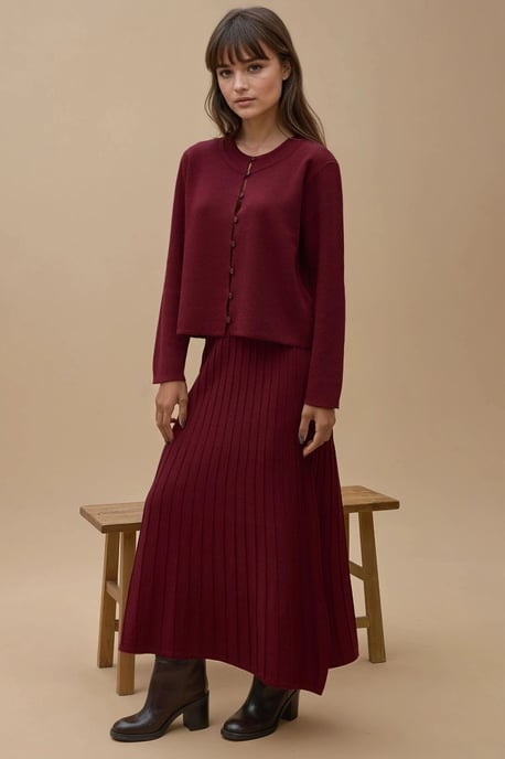 Strick-Pullover-Set mit Rundhalsausschnitt und ausgestelltem Rock - Image 6
