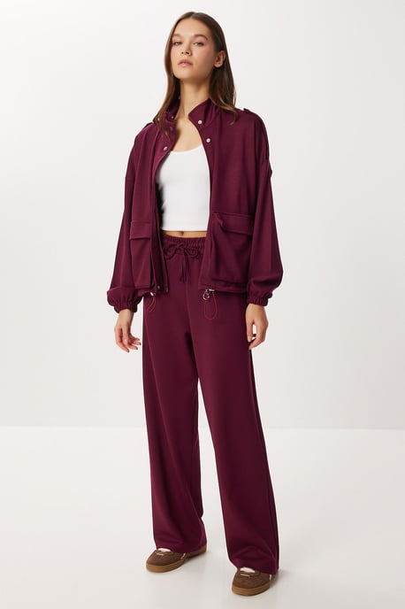 Taschen-Detail-Jacke & Weitbeinige Hose Zweiteiliges Set - Image 2