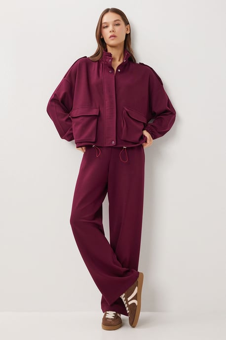 Taschen-Detail-Jacke & Weitbeinige Hose Zweiteiliges Set - Image 5