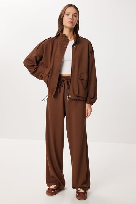 Taschen-Detail-Jacke & Weitbeinige Hose Zweiteiliges Set - Image 1